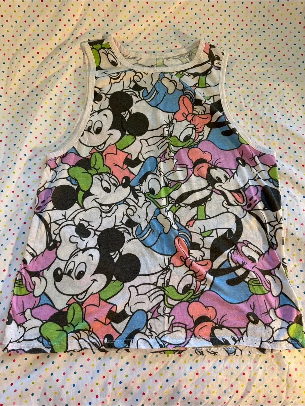 Disney Multicolor Cartoon Character Tank Top - White Trim